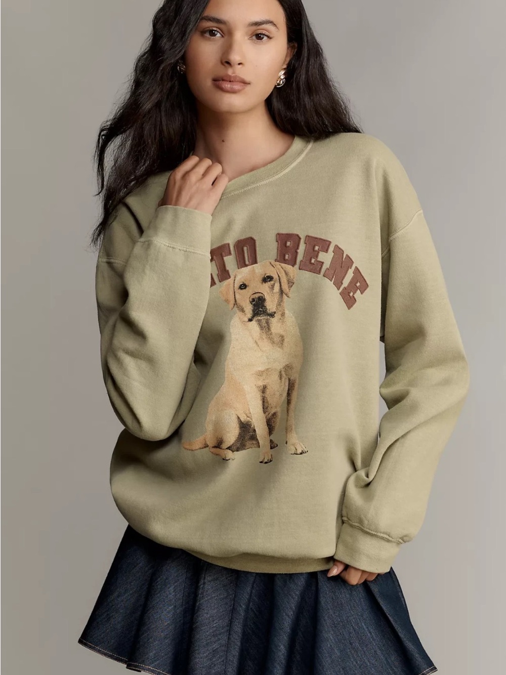NWT Anthropologie Olive Green Dog Graphic Pullover Sweatshirt 🐶😍
